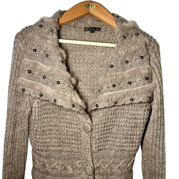 Sloni Brown Indie Chunky Knit Sweater Whimsigoth Granola Knit Fur Waffle Large - Picture 3 of 16